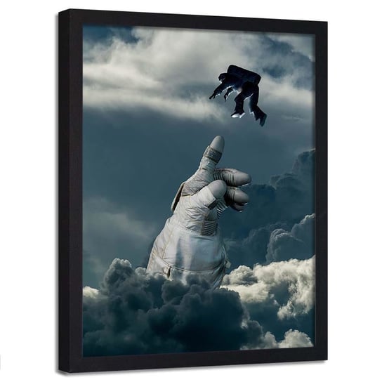 Plakat w ramie czarnej FEEBY Dłoń w chmurach abstrakcja, 40x60 cm Feeby