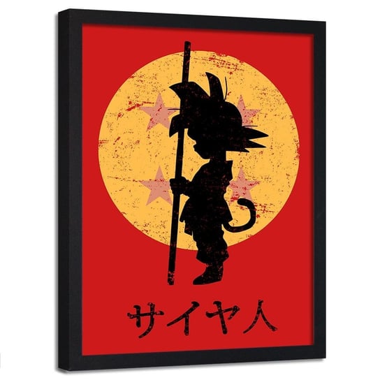Plakat w ramie czarnej FEEBY Dragon Ball Saian, 70x100 cm Feeby