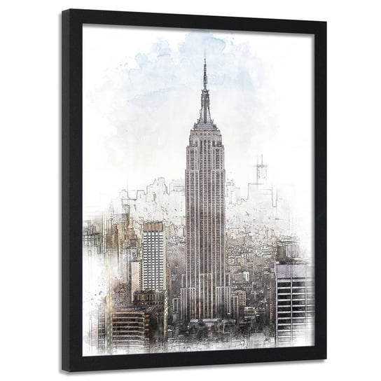 Plakat w ramie czarnej FEEBY Empire State Building, 40x60 cm Feeby