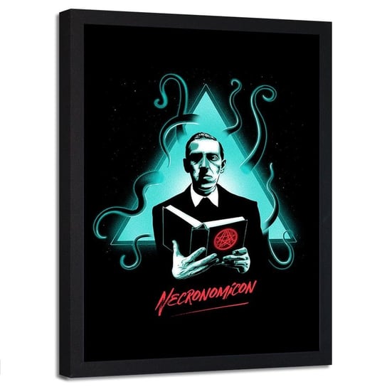 Plakat w ramie czarnej FEEBY H.P. Lovecraft Necronomicon, 70x100 cm Feeby