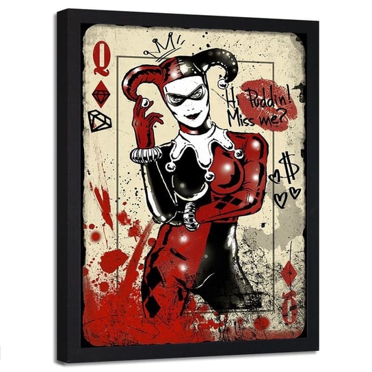 Plakat w ramie czarnej FEEBY, Harley Quinn, 40x60 cm Feeby
