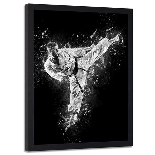 Plakat w ramie czarnej FEEBY Karateka, 70x100 cm Feeby