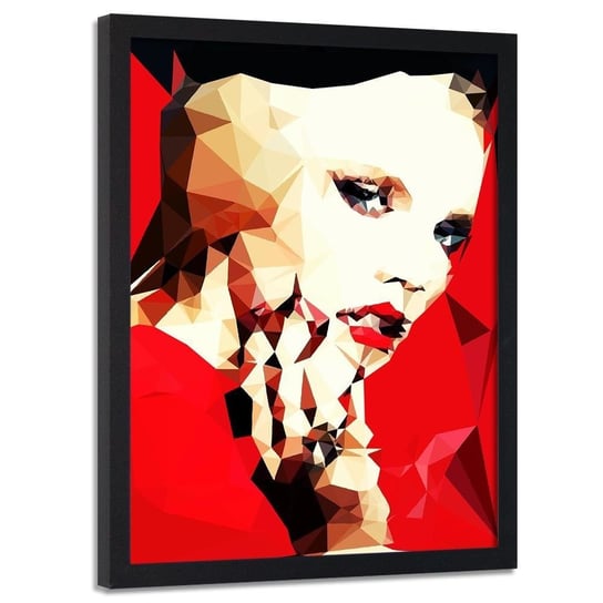Plakat w ramie czarnej FEEBY Kobieta w czerwieni, 70x100 cm Feeby