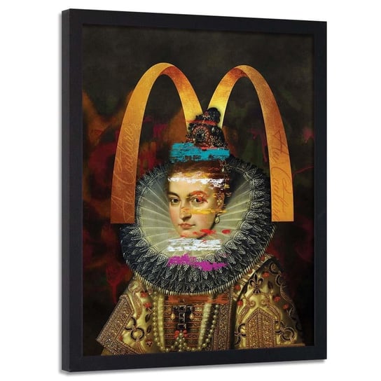 Plakat w ramie czarnej FEEBY Kobieta w koronkowej kryzie, 50x70 cm Feeby