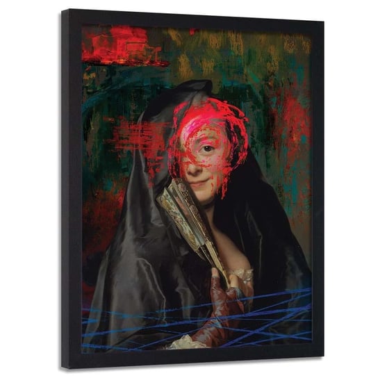 Plakat w ramie czarnej FEEBY Kobieta z wachlarzem, 40x60 cm Feeby
