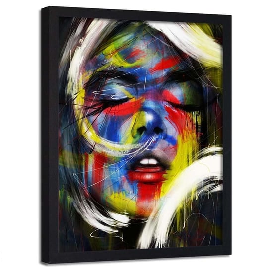 Plakat w ramie czarnej FEEBY Kobieta z zamkniętymi oczyma, 40x60 cm Feeby
