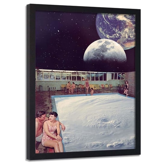 Plakat w ramie czarnej FEEBY Kosmiczny basen, 40x60 cm Feeby