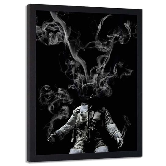 Plakat w ramie czarnej FEEBY Kosmiczny skafander i dym, 70x100 cm Feeby