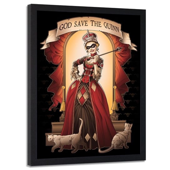Plakat w ramie czarnej FEEBY Królowa z kotem, 40x60 cm Feeby