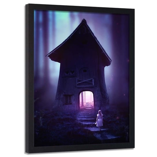 Plakat w ramie czarnej FEEBY, Magiczny dom w lesie, 50x70 cm Feeby