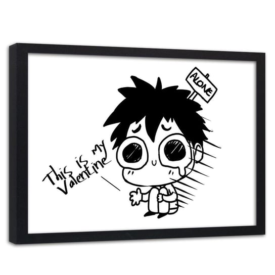 Plakat w ramie czarnej FEEBY Manga mały chłopiec, 100x70 cm Feeby