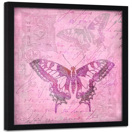 Plakat w ramie czarnej FEEBY Motyl, abstrakcja, 40x40 cm Feeby