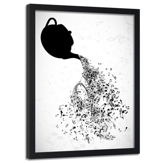 Plakat w ramie czarnej FEEBY Muzyczna herbata, 50x70 cm Feeby