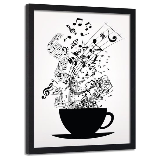 Plakat w ramie czarnej FEEBY Muzyczna kawa, 40x60 cm Feeby