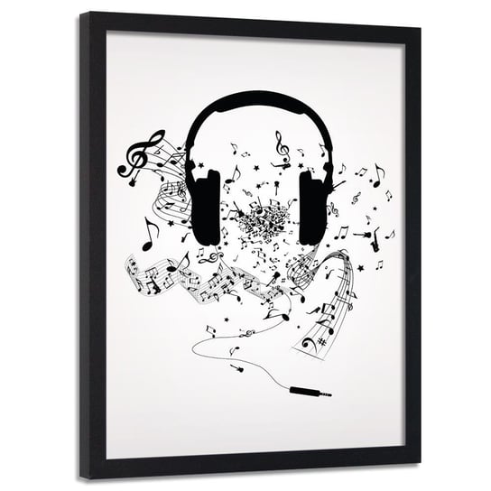 Plakat w ramie czarnej FEEBY Muzyczne słuchawki, 40x60 cm Feeby