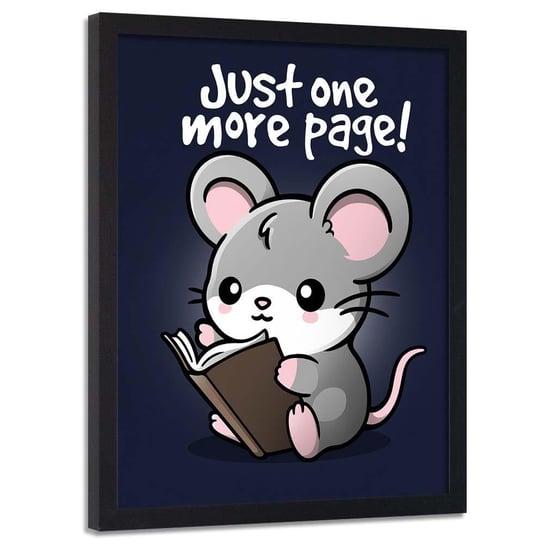Plakat w ramie czarnej FEEBY Myszka z książką dla dzieci i młodzieży, 40x60 cm Feeby