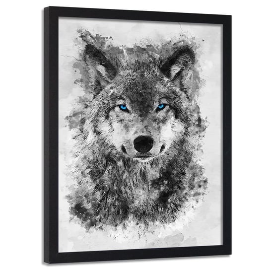 Plakat w ramie czarnej FEEBY Namalowany wilk, 50x70 cm Feeby
