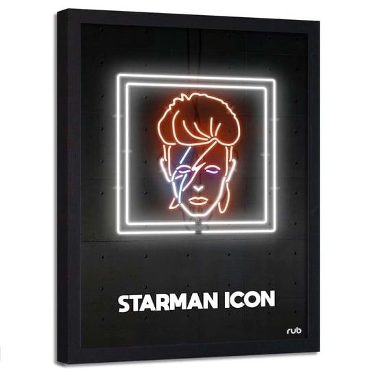 Plakat w ramie czarnej FEEBY Neony David Bowie, 50x70 cm Feeby