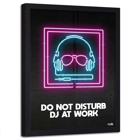 Plakat w ramie czarnej FEEBY Neony DJ, 70x100 cm Feeby