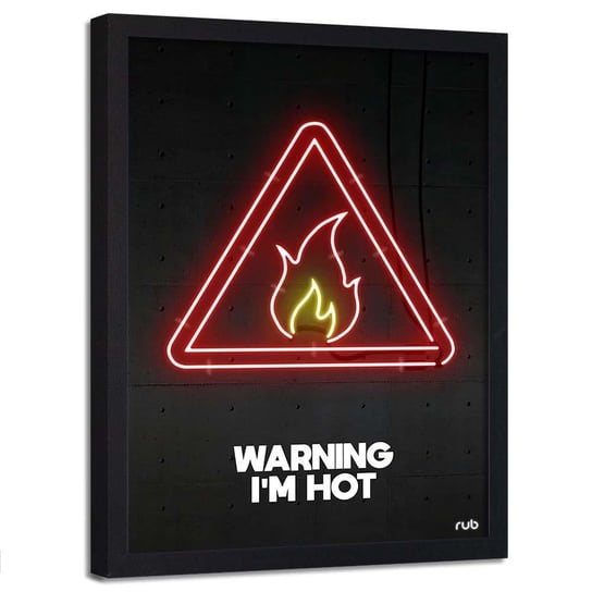 Plakat w ramie czarnej FEEBY Neony gorący jak ogień, 40x60 cm Feeby