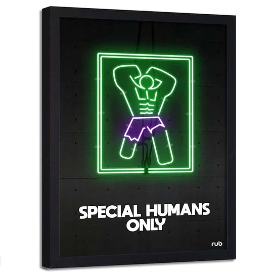 Plakat w ramie czarnej FEEBY Neony Hulk, 70x100 cm Feeby