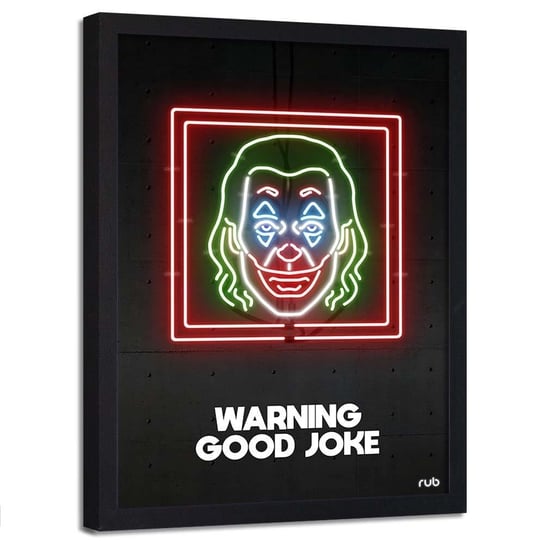 Plakat w ramie czarnej FEEBY Neony Joker, 50x70 cm Feeby