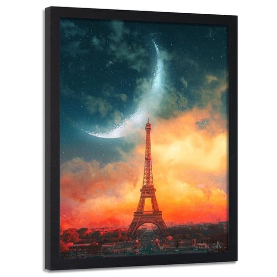 Plakat w ramie czarnej FEEBY Noc w Paryżu, 40x60 cm Feeby