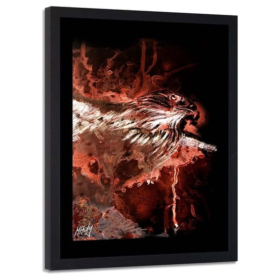Plakat w ramie czarnej FEEBY, Orzeł na czerwonym tle, 40x60 cm Feeby