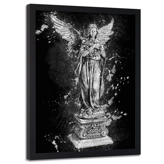 Plakat w ramie czarnej FEEBY Posąg anioła, 40x60 cm Feeby