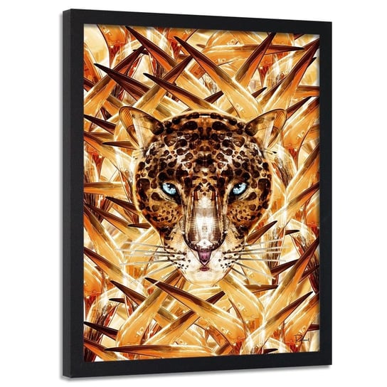 Plakat w ramie czarnej FEEBY Przyczajony jaguar, 40x60 cm Feeby