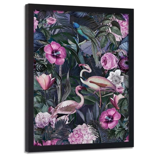 Plakat w ramie czarnej FEEBY Różowe ptaki, 50x70 cm Feeby