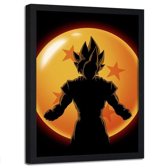 Plakat w ramie czarnej FEEBY Son Goku anime, 70x100 cm Feeby