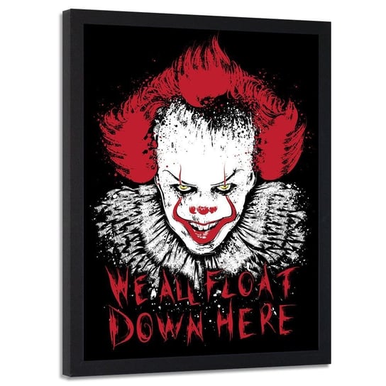 Plakat w ramie czarnej FEEBY Straszny Clown, 70x100 cm Feeby