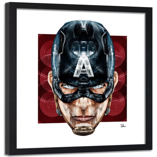 Plakat w ramie czarnej FEEBY Superbohater ameryki, 60x60 cm Feeby