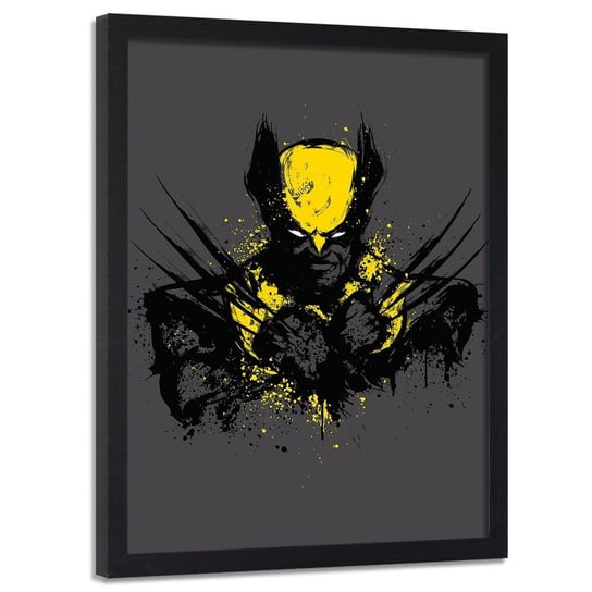 Plakat w ramie czarnej FEEBY Superbohater z ostrymi pazurami, 70x100 cm Feeby