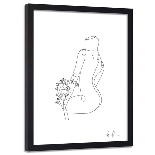 Plakat w ramie czarnej FEEBY Sylwetka kobiety minimalizm, 50x70 cm Feeby