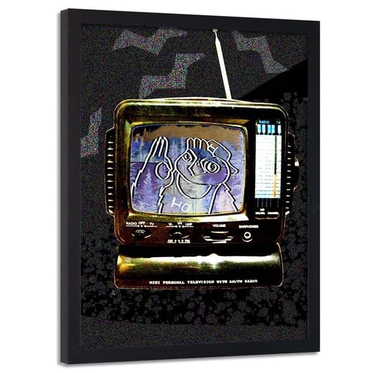 Plakat w ramie czarnej FEEBY Telewizja abstrakcja, 50x70 cm Feeby