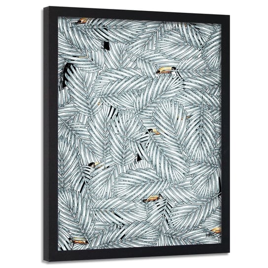 Plakat w ramie czarnej FEEBY Ukryte tukany 2, 70x100 cm Feeby