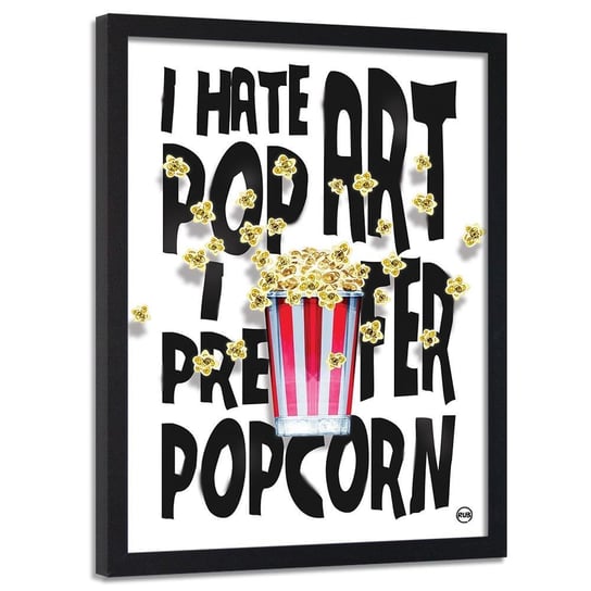 Plakat w ramie czarnej FEEBY Wolę popcorn, 40x60 cm Feeby