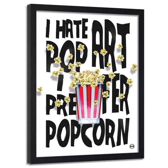 Plakat w ramie czarnej FEEBY Wolę popcorn, 50x70 cm Feeby