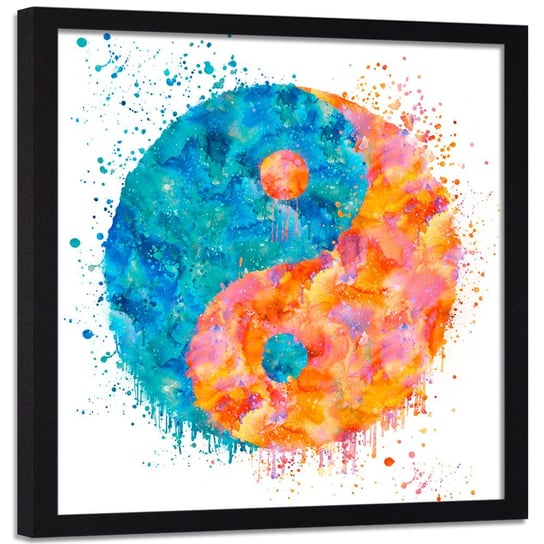 Plakat w ramie czarnej FEEBY, Yin i Yang, abstrakcja, 80x80 cm Feeby