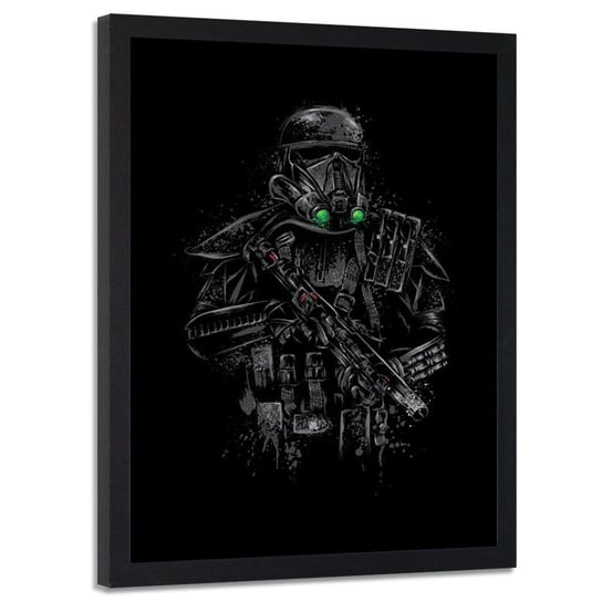 Plakat w ramie czarnej FEEBY Żołnierz w czarnym pancerzu, 50x70 cm Feeby