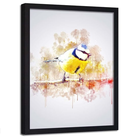 Plakat w ramie czarnej FEEBY Żółty ptak, 40x60 cm Feeby