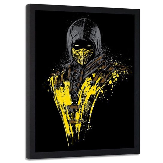 Plakat w ramie czarnej FEEBY Żółty wojownik ninja, 50x70 cm Feeby