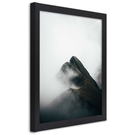 Plakat w ramie czarnej, Górska grań w chmurach 30x45 Feeby