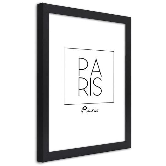 Plakat w ramie czarnej, Napis Paryż 30x45 Feeby
