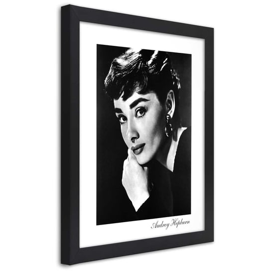Plakat w ramie czarnej, Portret Audrey Hepburn 30x45 Feeby