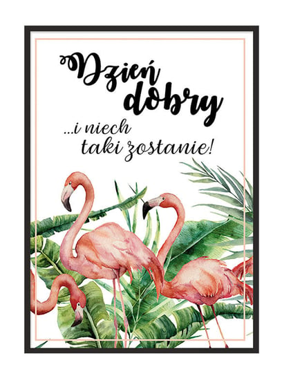 Plakat w ramie E-DRUK Flamingi, 43x33 cm e-druk