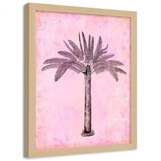 Plakat w ramie naturalnej, Abstrakcyjna palma - 70x100 Feeby