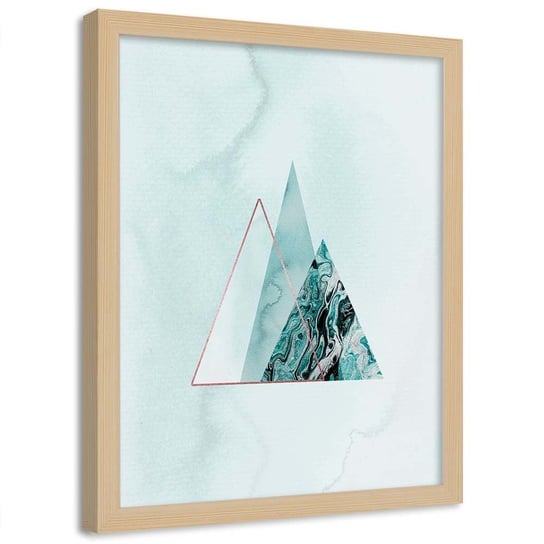 Plakat w ramie naturalnej, Abstrakcyjne trójkąty - 70x100 Feeby